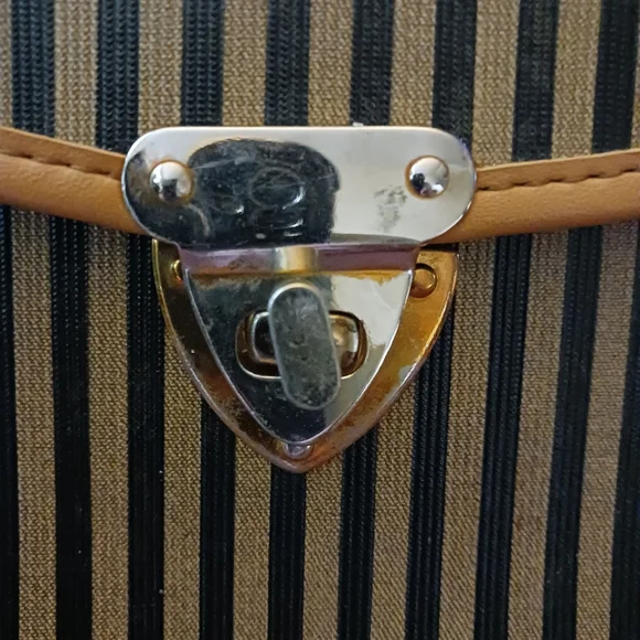 Vintage Fendi Striped Tan and Black Crossbody Bag - Picture 4 of 4